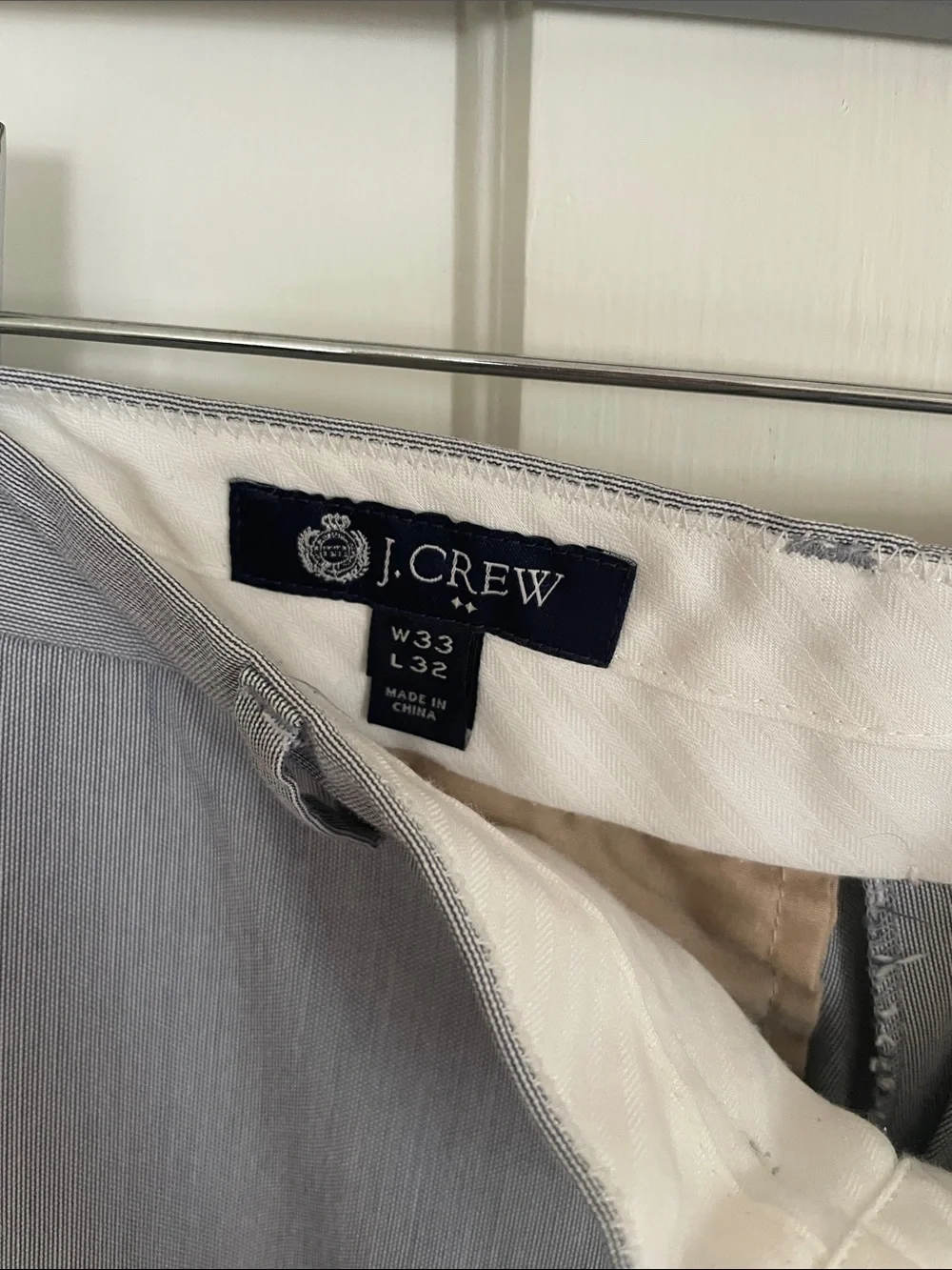 J. Crew Men's Light Gray Dress Pants - Subtle Pinstripe